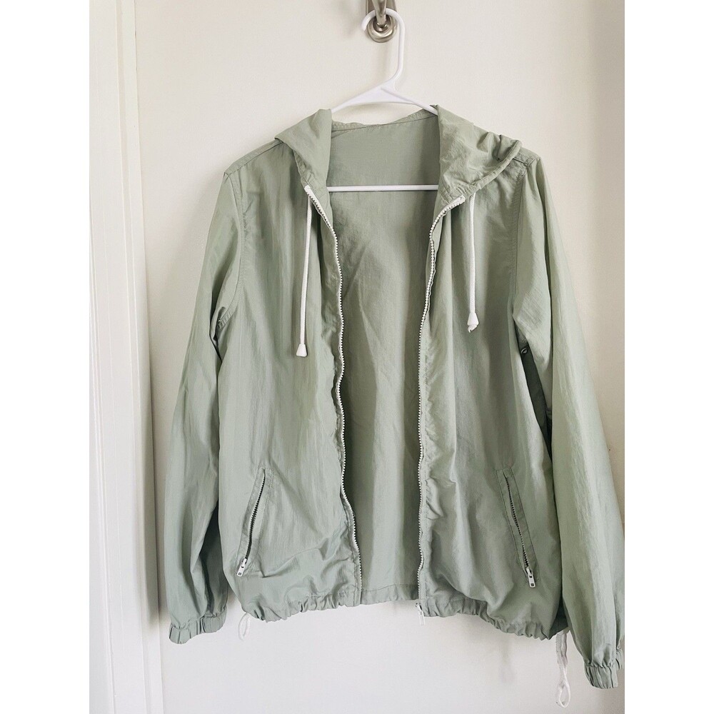 J. Galt Green Hooded Zip Windbreaker Jacket, Women's Regular S, Nylon